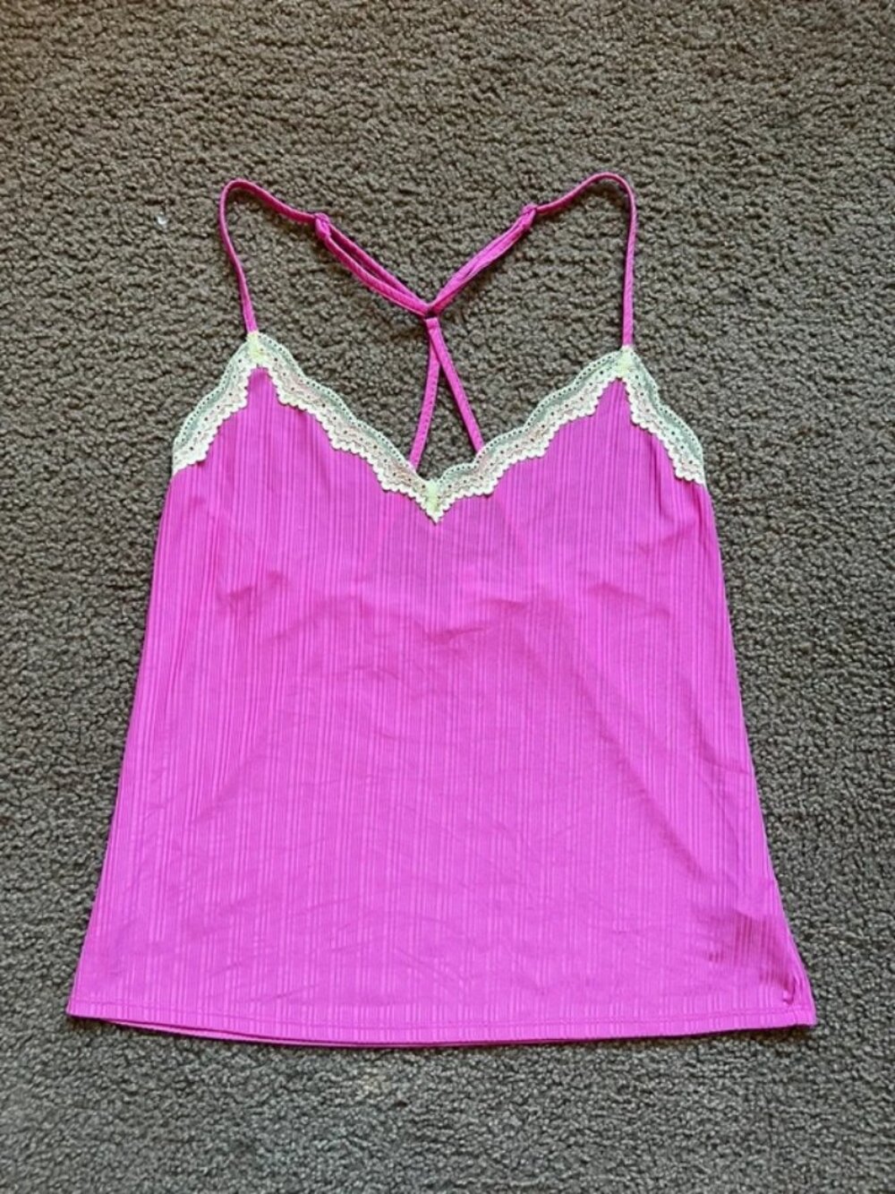 Vintage Y2K Pink and Yellow Lace Cami